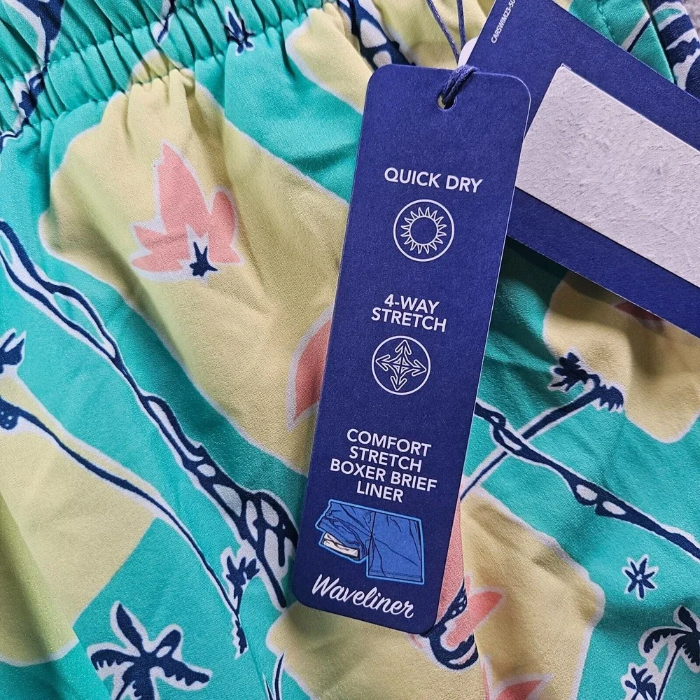 NWT Caribbean Swim Shorts Trunks Men's 3XB Lined Zip Pocket Palm Tree‎ Pineapple
